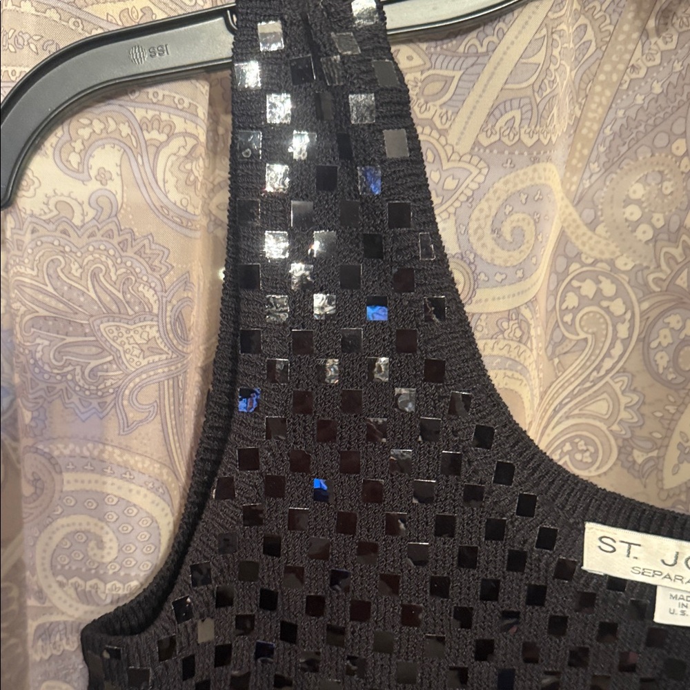 St. John Black Sequin Tank Top - Picture 3 of 8